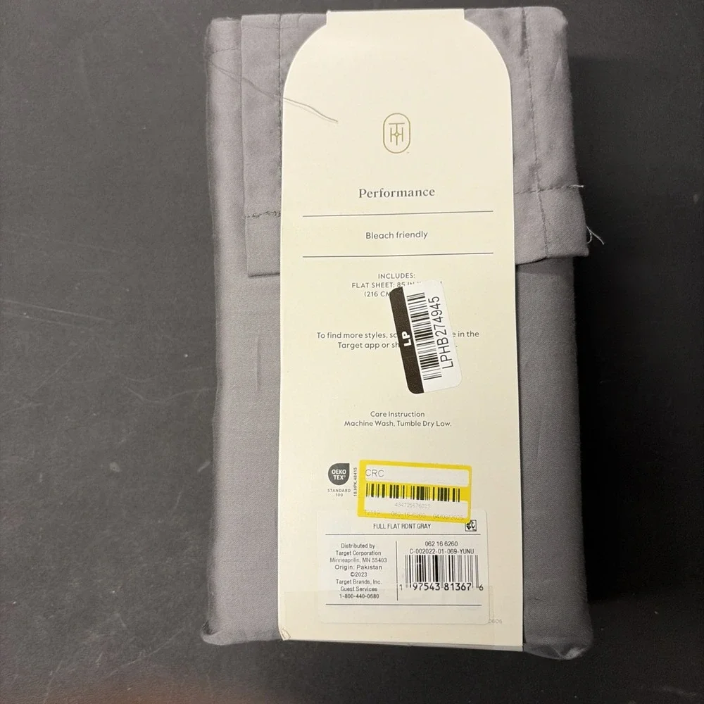 Full 400 Thread Count Performance Flat Sheet Dark Gray Threshold: Cotton 20540